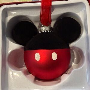 Hallmark Mickey Mouse Red and Black Ornament 3 1/2 glass ornament